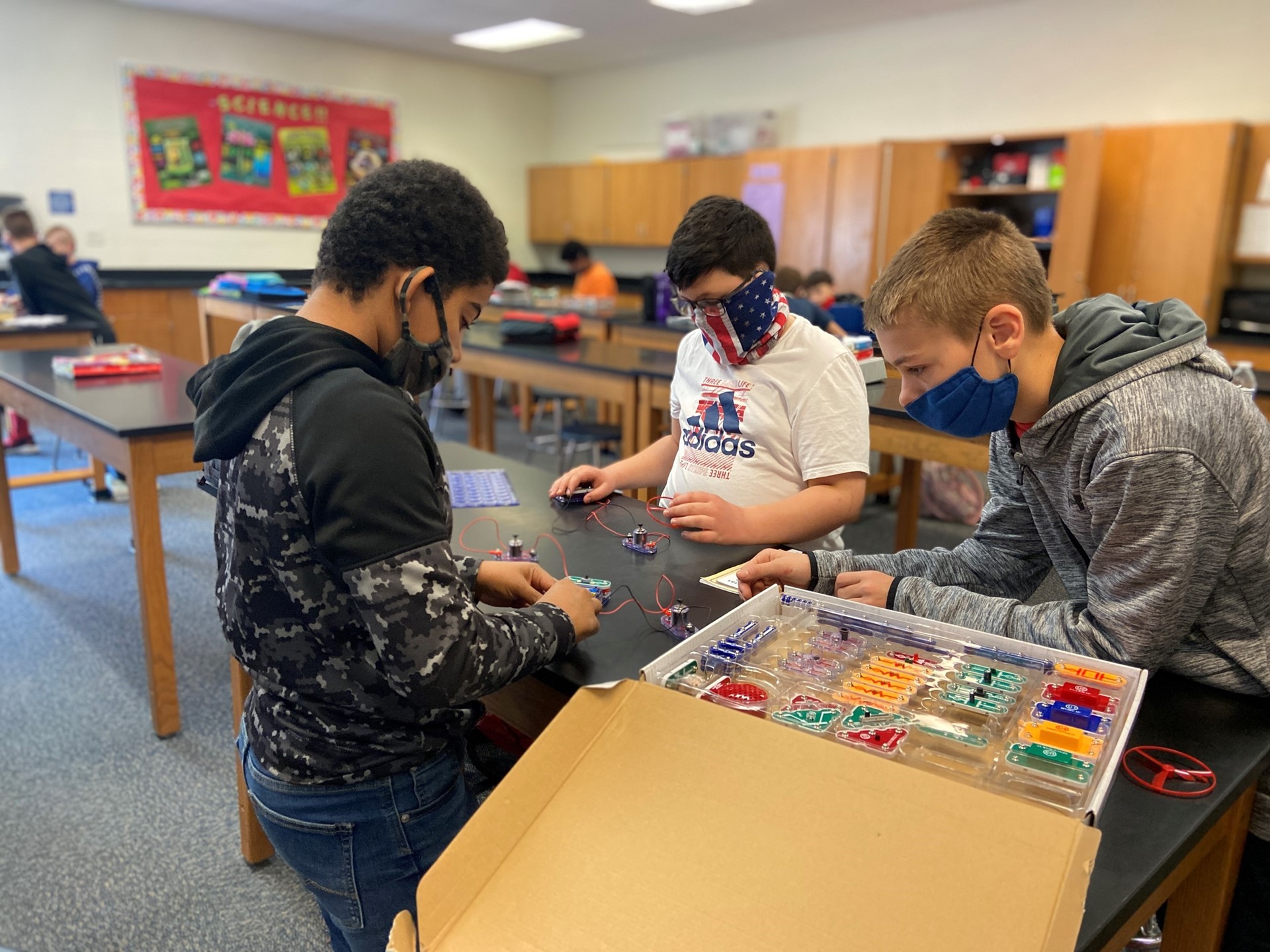 Students play a STEM game in Science class. 