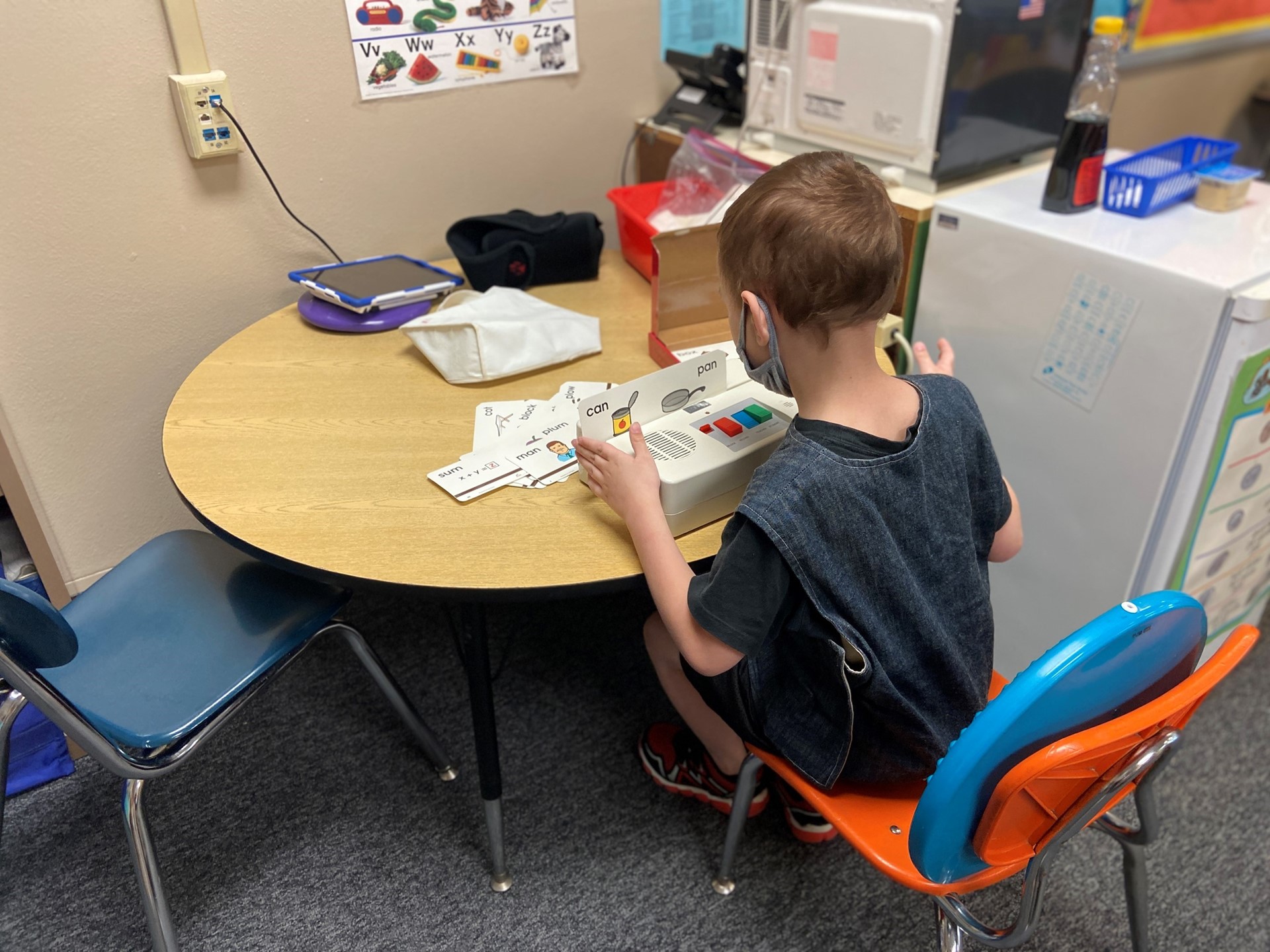 A student works on his site words. 