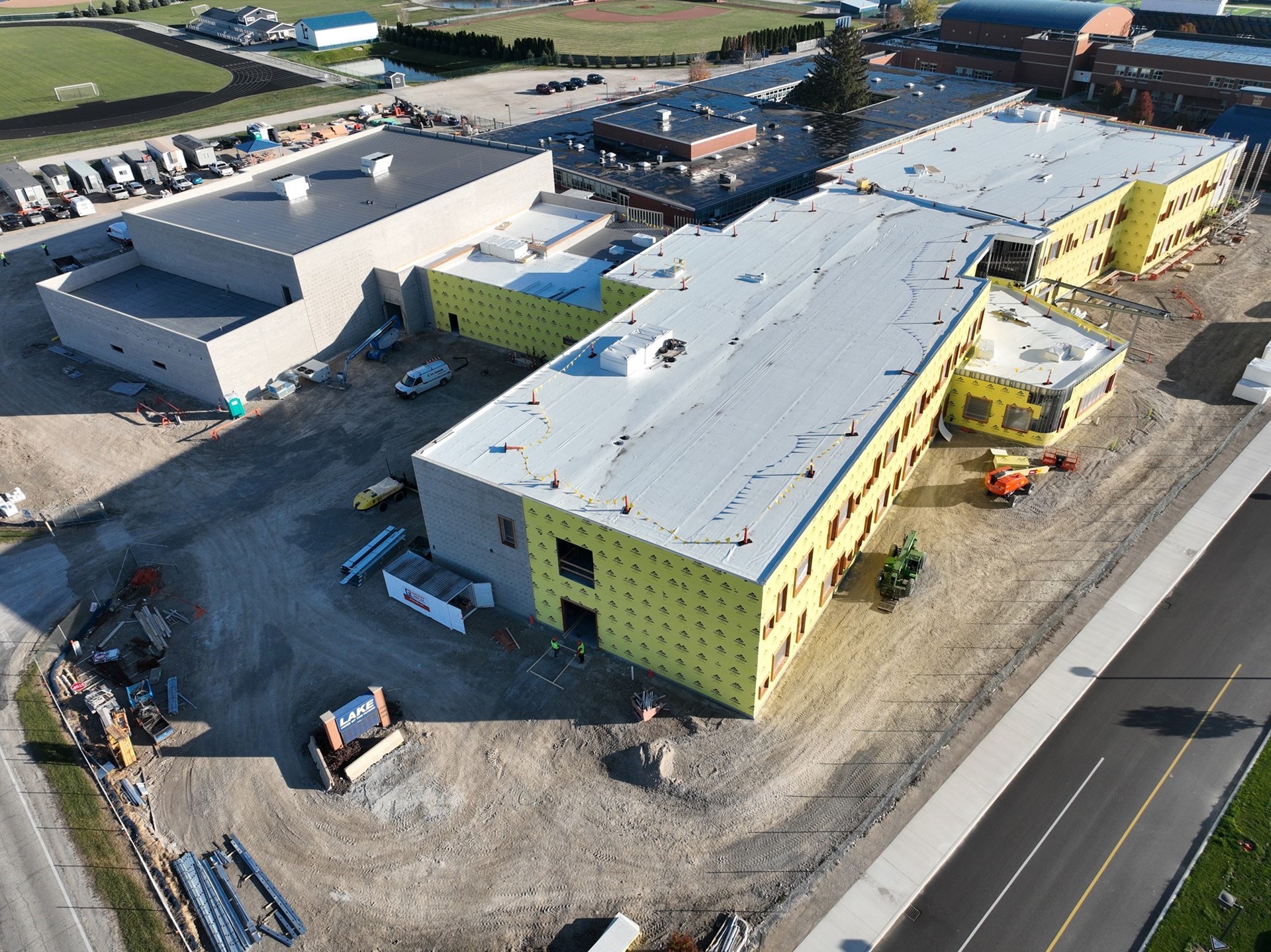 Ariel view of the new Lake Elementary School 
