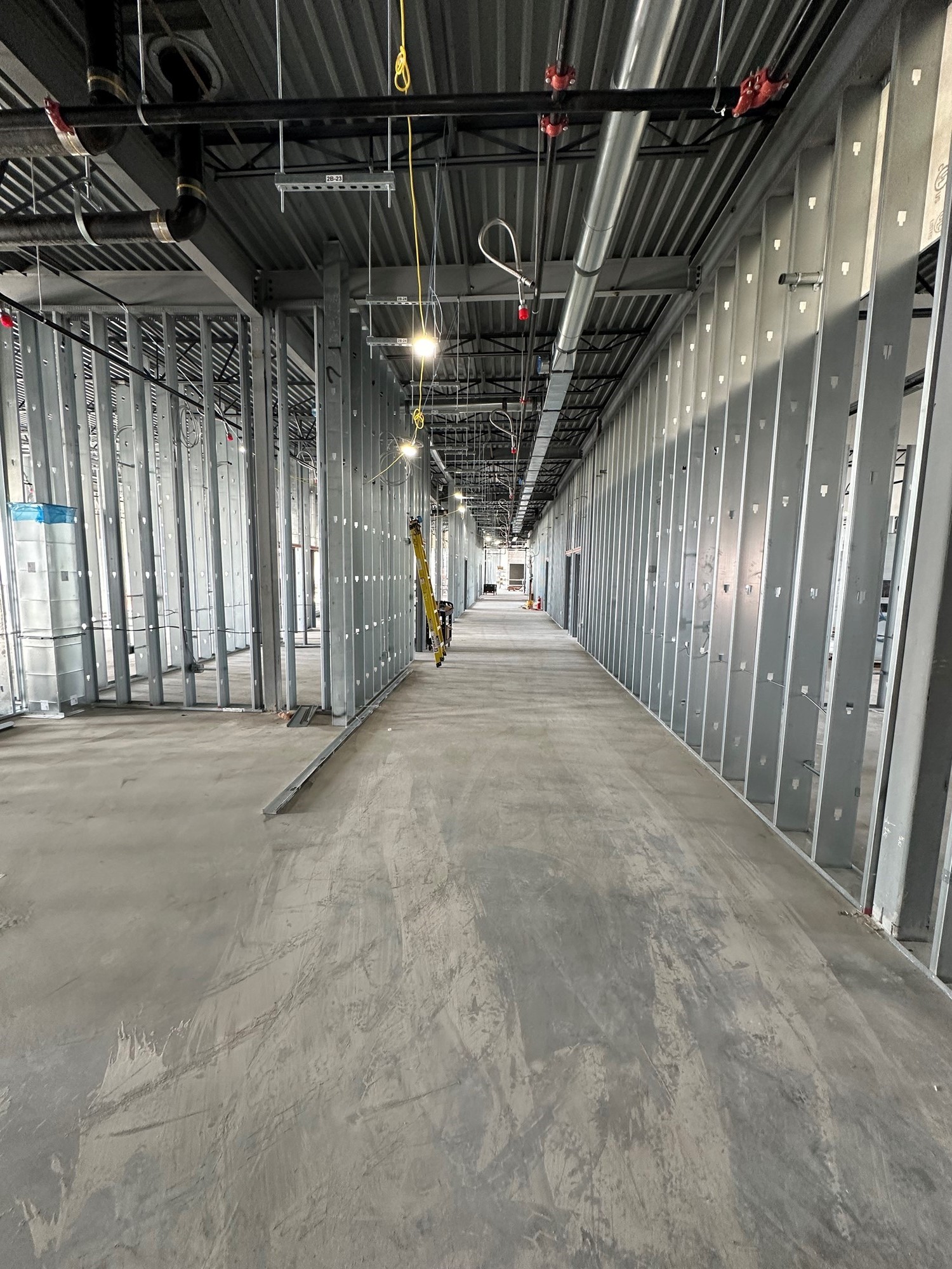 Hallway view of the new Lake Elementary School 