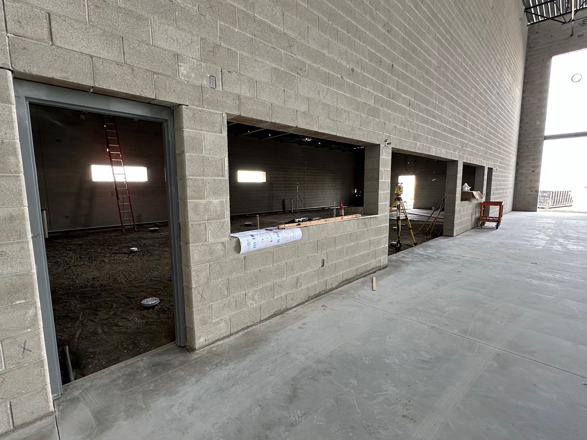 View of the cafeteria from the gym. 