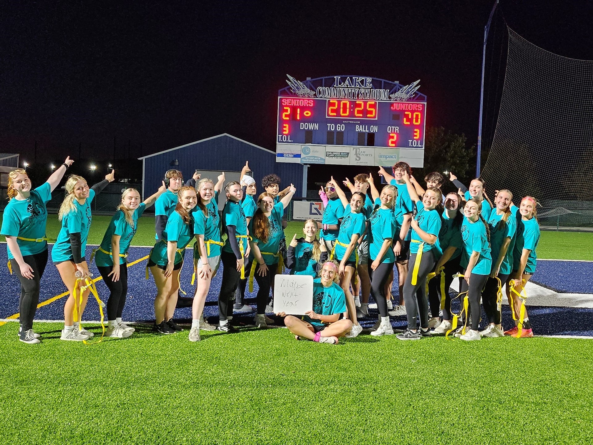 Senior girls showing the powder puff score. 